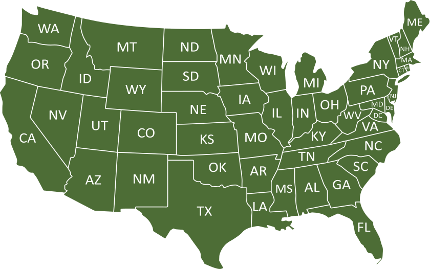 A green map of the united states